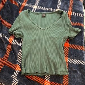From SHEIN, crop tops, 2 shirts, blue and green, cotton like material